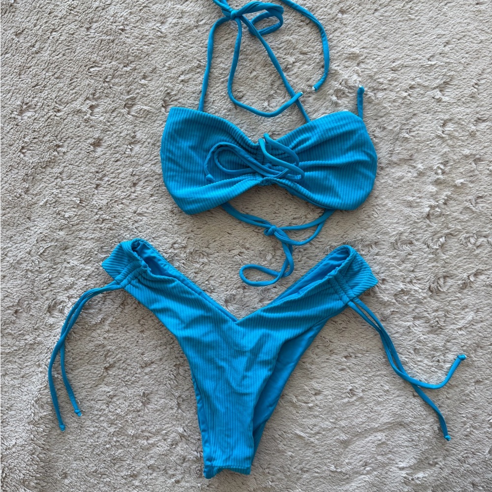 Frankie's Bikinis Vibrant Blue Ribbed Bikini